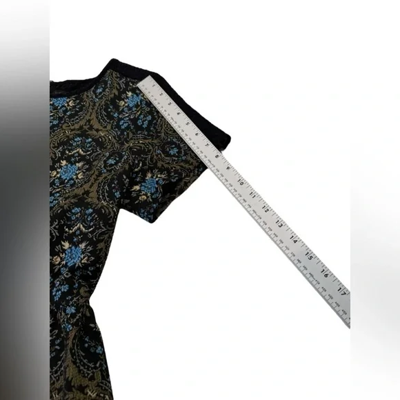 River Island Black Blue Brocade Tapestry A Line Dress US 12 - Picture 11 of 11